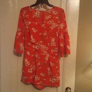Red flower romper